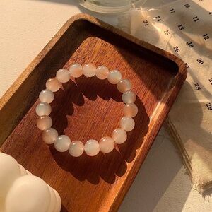 Glass Bead Bracelet Gentle Pink Dreamy Gradient Crystal Clear Elegant Temperamen